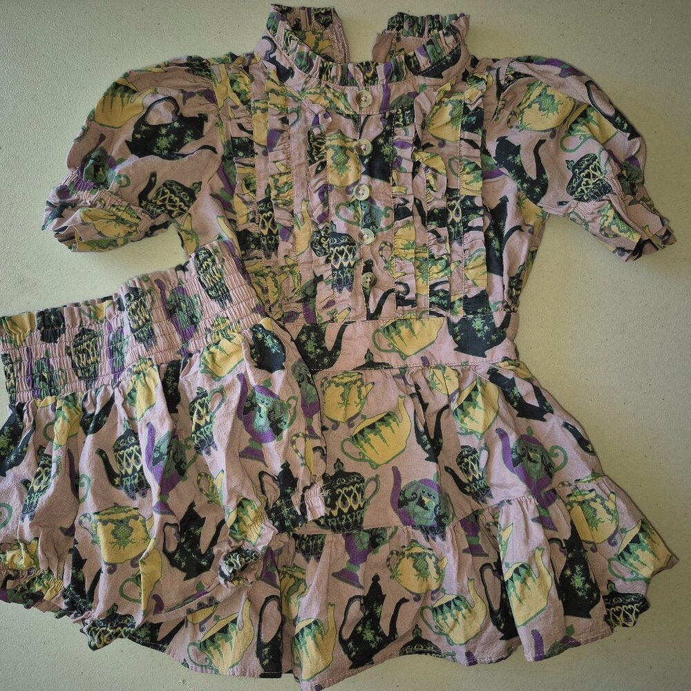 Kate Quinn Dark Alice Mauve Teapots Dress